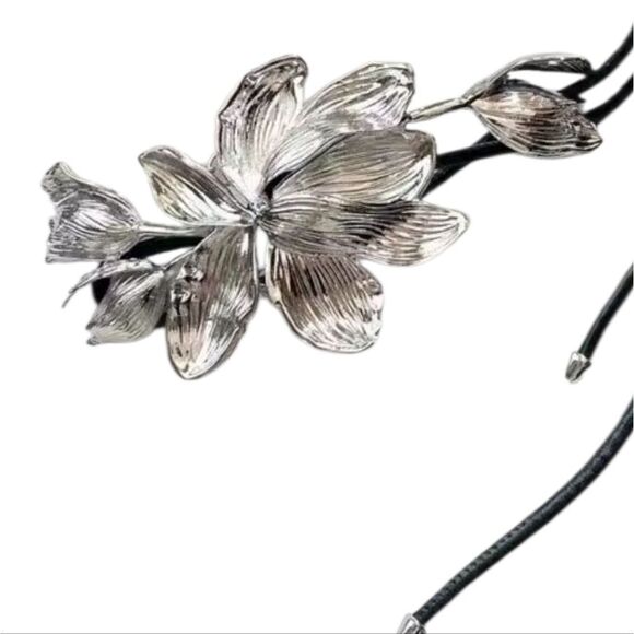 New ANTHRO X 8 Other Reasons Floral Flower 3d Cord Adjustable Leather Wrap Belt
